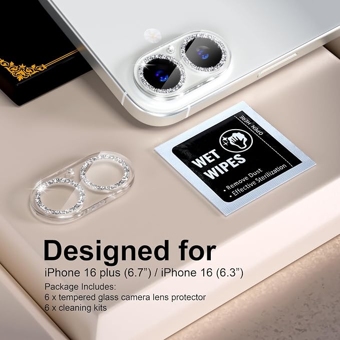 for 6 Pack iPhone 17 / iPhone 16 / iPhone 16 Plus Camera Lens Protector 9H