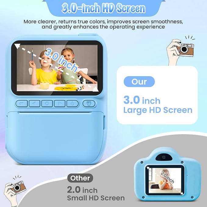 Kids Camera Instant Print, 3.0" HD 32MP Birthday Gifts