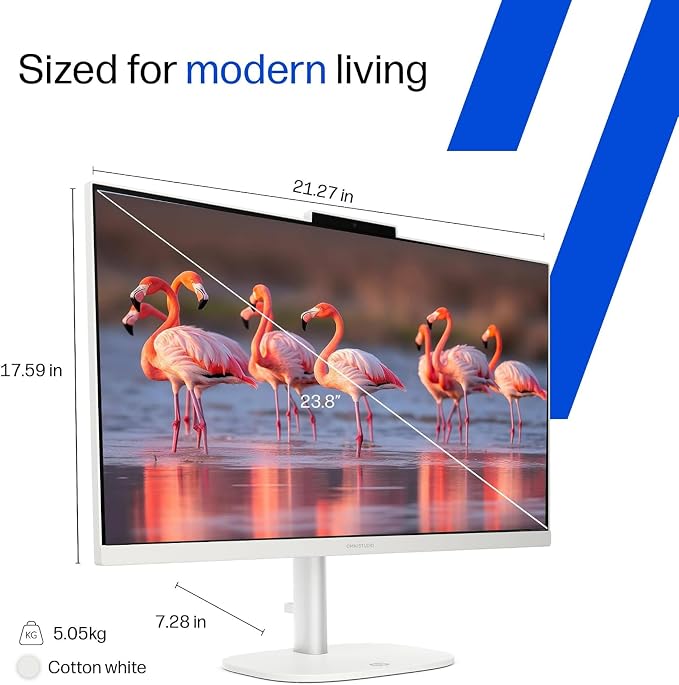 HP 24“ OmniStudio All-in-One Desktop Computer, 16GB DDR5 RAM, 640GB Storage | Full HD Ultra-thin Screen, Intel Quad-Cores, 512GB Exernal and 128GB UFS Storage, WiFi6, Keyboard & Mouse, Windows 11