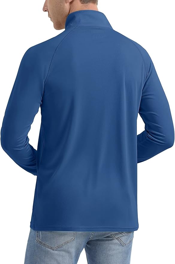 MAGCOMSEN Men's Long Sleeve Sun Shirts UPF 50+ Tees 1/4 Zip Up Fishing Running Rash Guard T-Shirts Outdoor Shirt