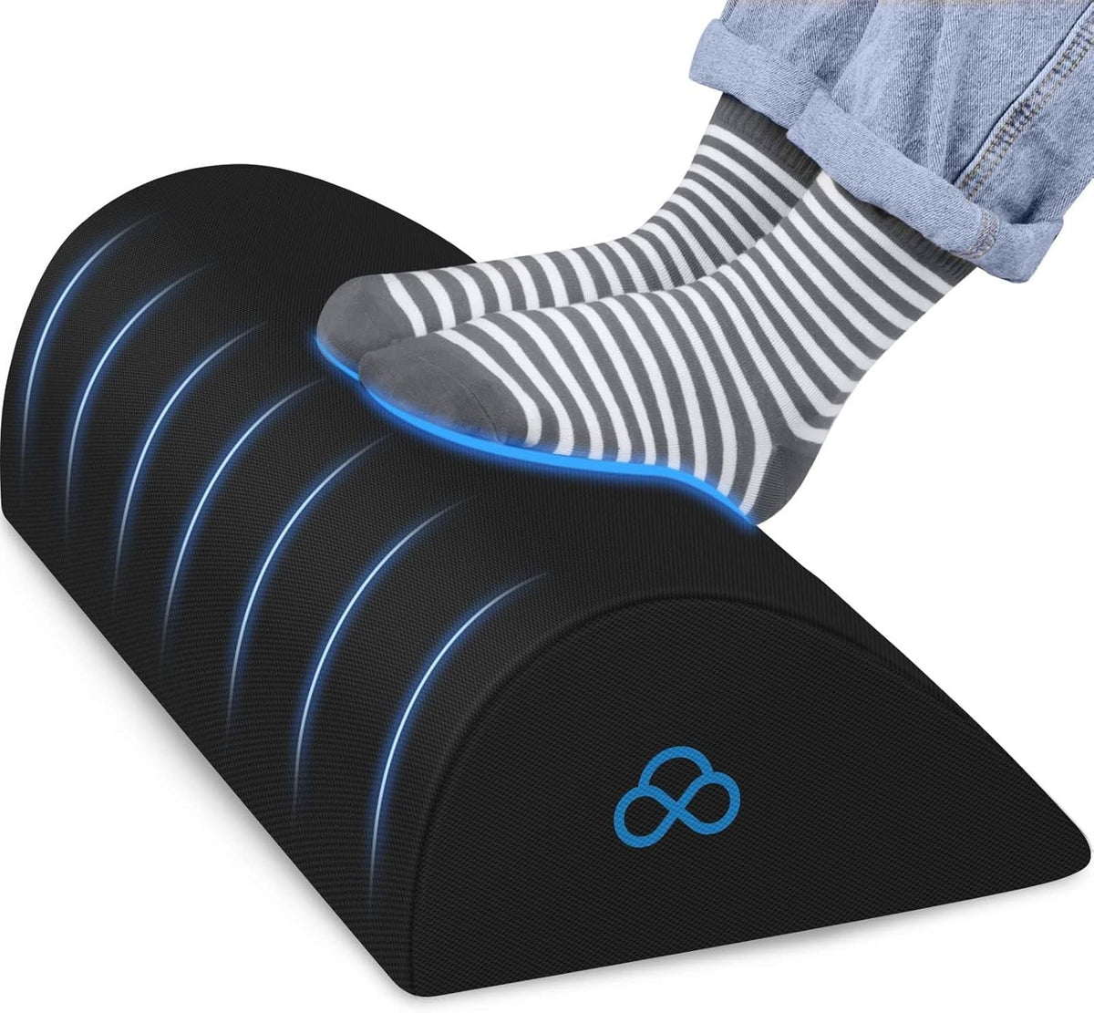 StepLively Foot Rest Ergonomic Pillow for Under Desk at Work, Anti-Fatigue Footrest Support Pillow for Fatigue &amp; Pain Relief, Comfortable for Office Chair, Car Seat &amp; Gaming Chair - Black