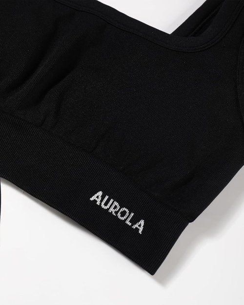 AUROLA Power Women's Sports Bra - Square Neck Padded Low Impact Yoga Crop Top for Comfort & Style