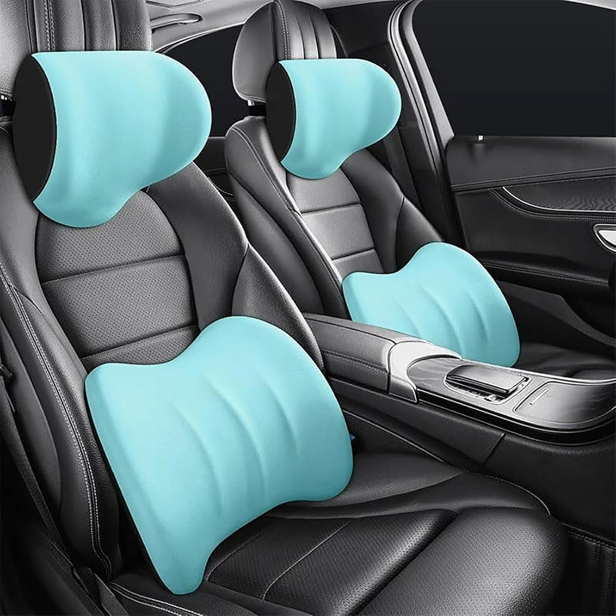 Car Headrest & Lumbar Support Cushion For Ford Bronco Sport (CX430) 2021-2025, Ergonomic Car Seat Headrest Memory Foam Neck and Back Pillow Kit Breathable Removable for Driving Fatigue Relief