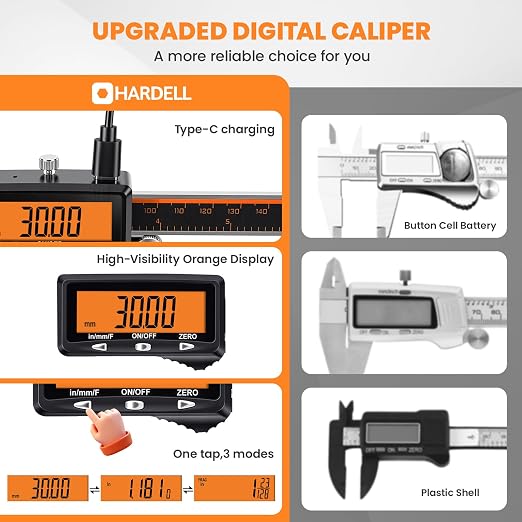 HARDELL Rechargeable Digital Caliper, 12 Inch Calipers