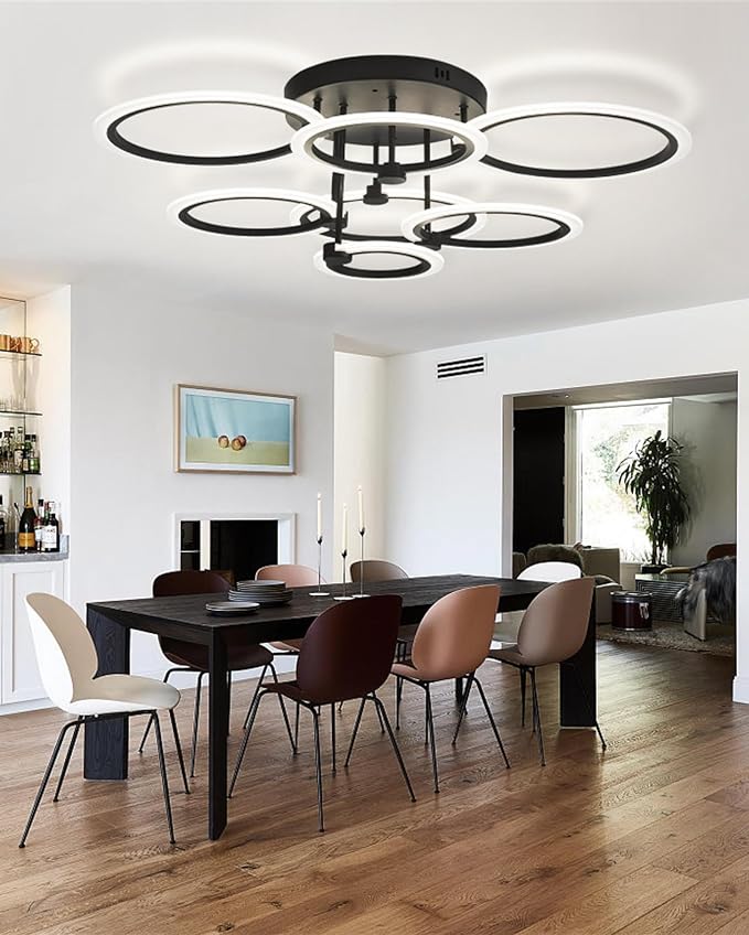 Modern LED Ceiling Light 7 Rings Dimmable Fixtures