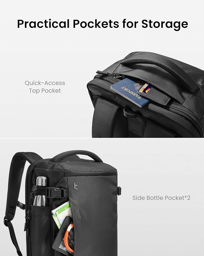 tomtoc Travel Backpack 40L, TSA Friendly Flight Approved Carry-on Luggage Hand