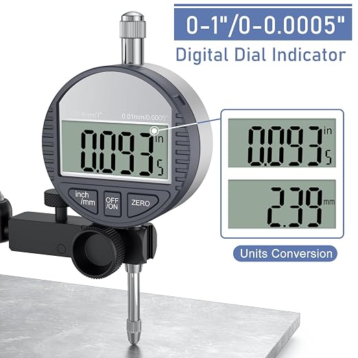 HDLNKAK Electronic Digital Dial Indicator Gauge and Magnetic Base, 0-1