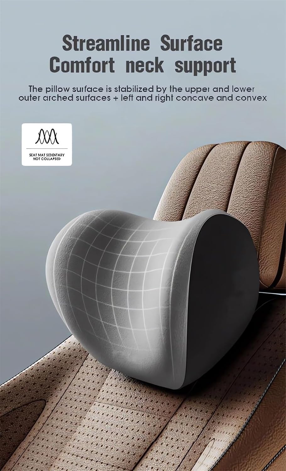 Car Headrest & Lumbar Support Cushion Ergonomic Car Seat Neck Back Rest Pillows Orthopedic Memory Foam Head Rest and Lower Lumbar Support Pillow Set Backrest Driving Seat Office Chair Support (Brown)