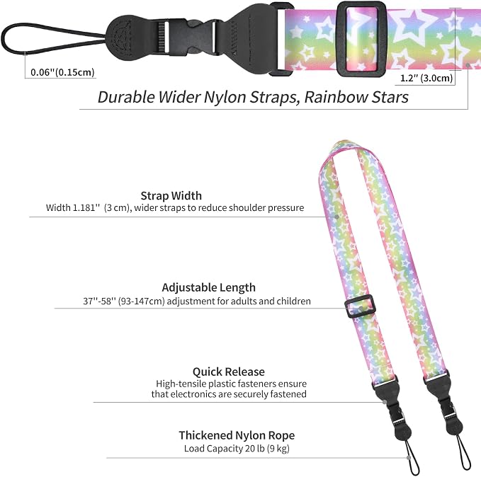 FIEIL 5 Pack Adjustable Shoulder Strap, Nylon Camera Strap, Comfortable Neck
