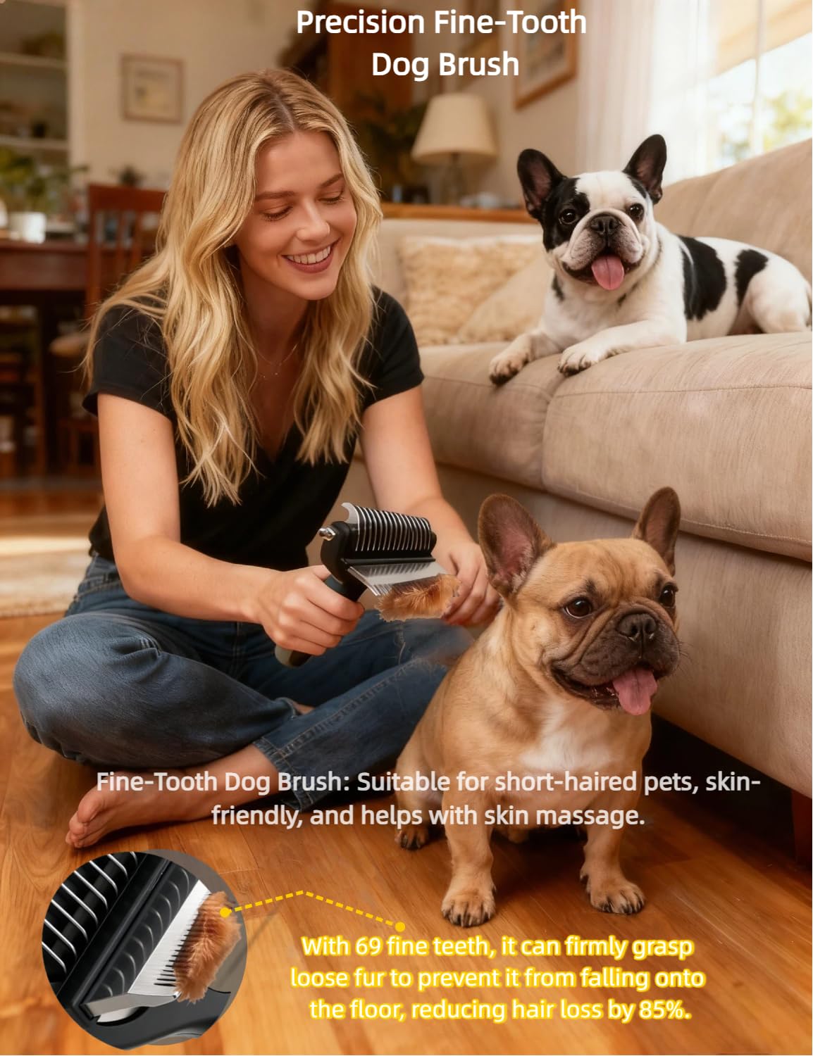 Skiennix 3-in-1 Dog Deshedding Brush - Grooming Tool with Undercoat Rake & Dematting Comb | Peacock Green