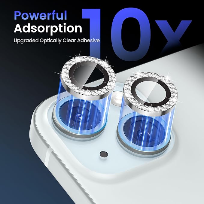 Tensea for iPhone 15 / iPhone 15 Plus Camera Lens Protector, 9H Tempered Glass