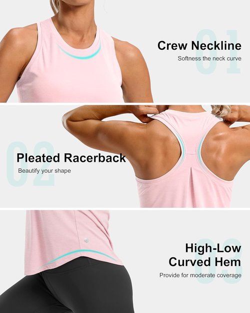 G Gradual Women's Racerback Yoga Tank Top - Loose Fit Sleeveless Athletic Shirt for Gym & Running