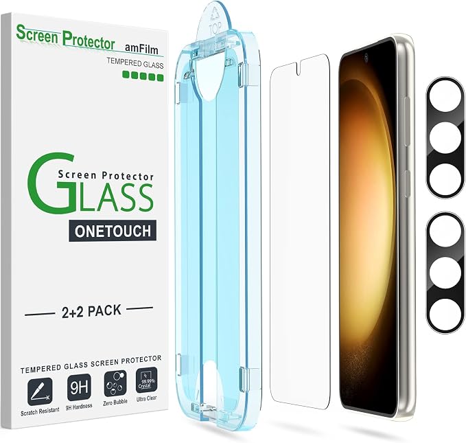 amFilm [2+2 Pack OneTouch Tempered Glass Screen Protector