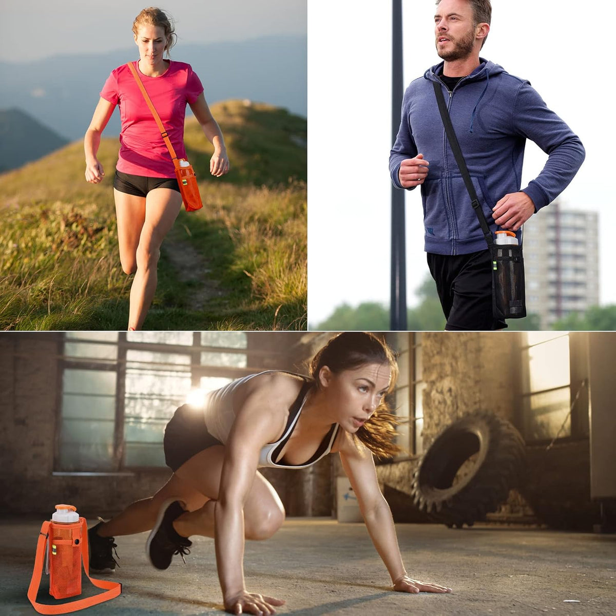 Tainehs Water Bottle Holder - Adjustable Shoulder Strap for Hiking, Gym, Camping & Travel