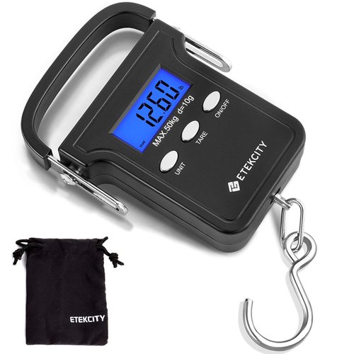 Etekcity Digital Fishing Scale - 110lb Capacity with Backlit LCD Display & Non-Slip Handle | Black