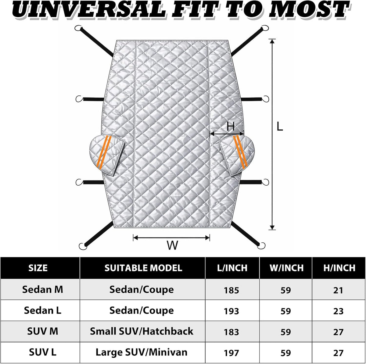 Hail Protector Car Cover SUV, Multi-Layer Cotton Padded Half Car Cover, Thickened Top Protection for Hail, Snow & Impact, Fits SUV L