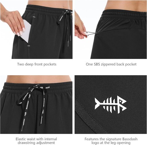 BASSDASH Women's Fishing Shorts - 5” Quick Dry, Water Resistant, UPF 50+ | Ideal for Hiking & Outdoor Activities