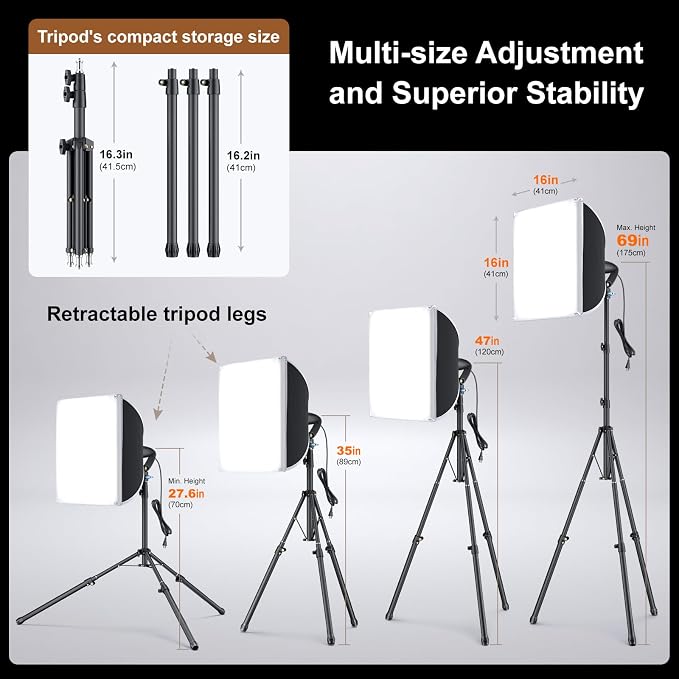 LINCO Lincostore Softbox Photography Lighting Kit 16'' x 16'' Professional