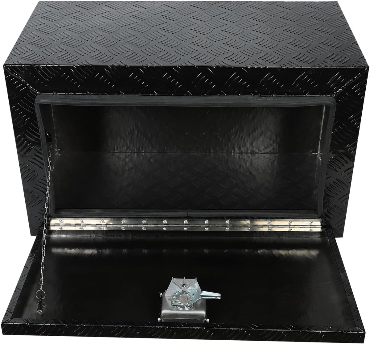 30"x17"x17.75" Black Aluminum Pickup Truck Bed Tool Box underbody Trailer Storage Box Flatbed Tool Box and Lock Keys
