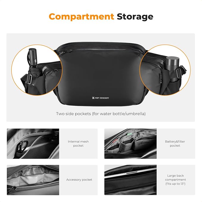 K&F CONCEPT Camera Sling Bag Crossbody Bag Waterproof Camera Shoulder Backpack
