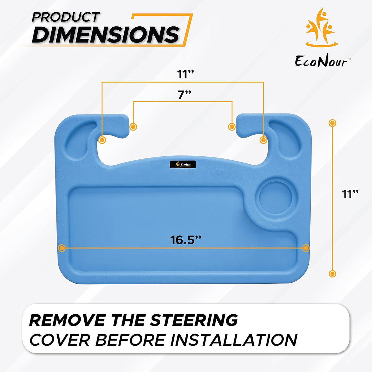 EcoNour 2 in 1 Car Steering Wheel Tray (Blue) | Car Tray for Laptop