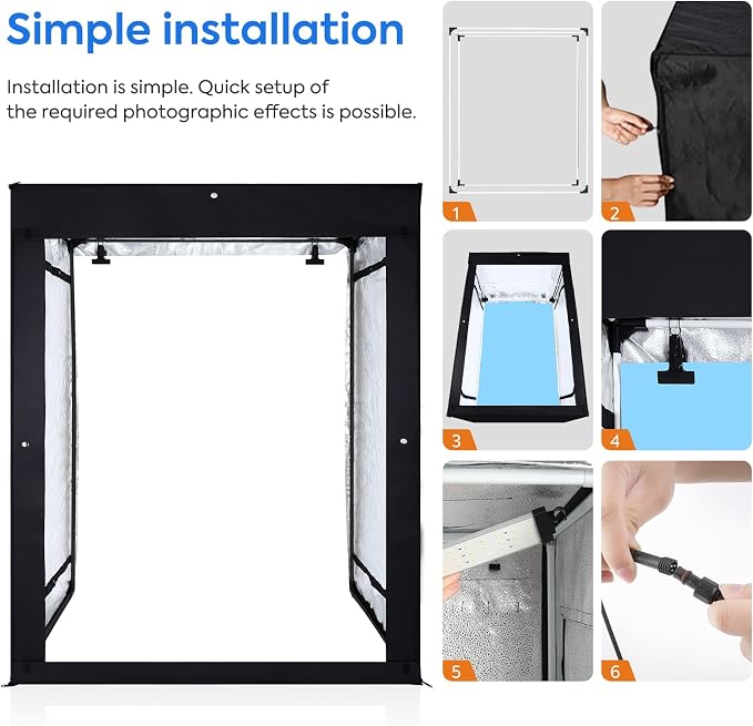 Bi-Color LED Photo Light Box 47x20x55in, Dimmable LEDs Product Photography