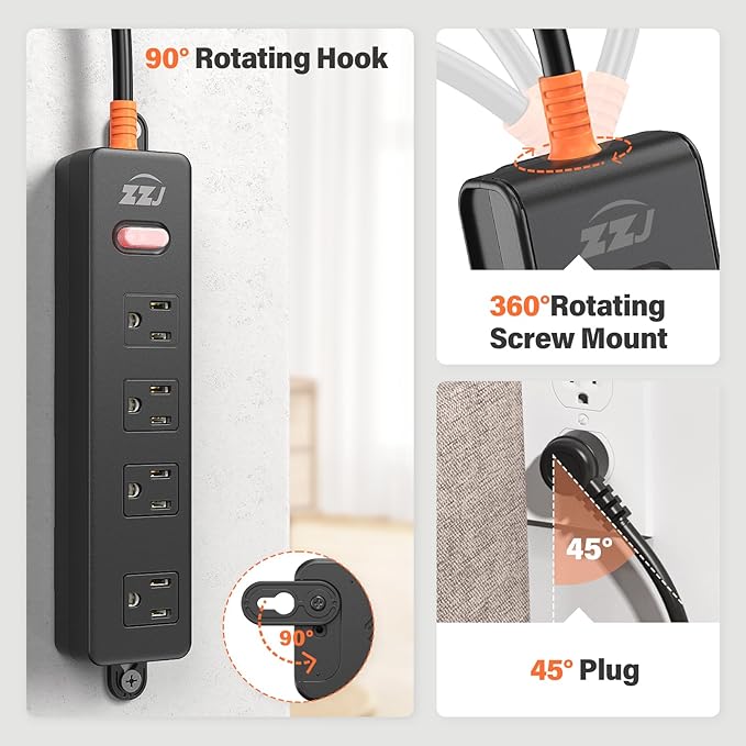 Outdoor Power Strip Weatherproof, IPX6 Waterproof Surge Protector with 4 Wide Outlets, 1625W/13A Overload Protection Switch, 10FT Extension Cord, Wall Mountable for Indoor Outdoor, UL FCC Listed