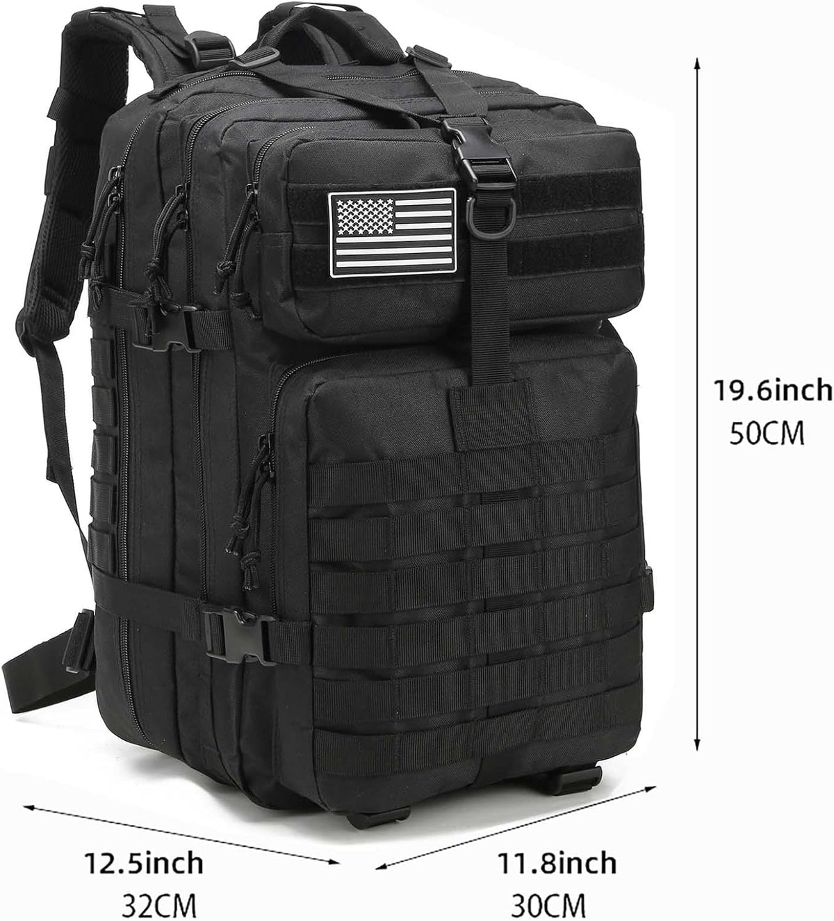 Skiennix Tactical Backpack - 45L Military Gym Bag | Large 3-Day Assault Pack for Rucking, Fishing, Camping (Black)