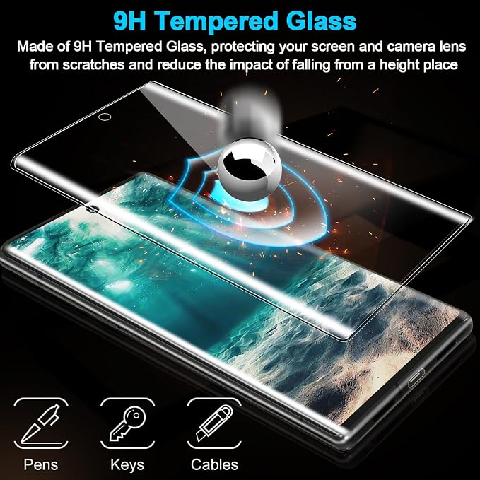 3 Pack Galaxy S21 Ultra Screen Protector, HD Clear Tempered Glass, Fingerprint
