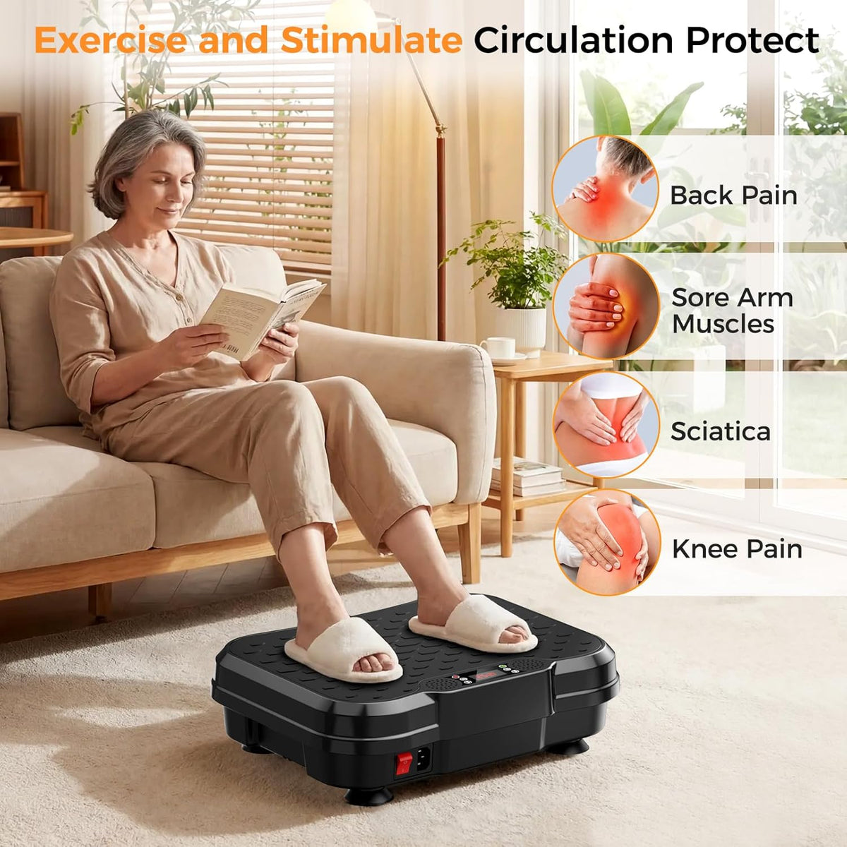 Skiennix Vibration Plate Exercise Machine - Full Body Workout & Lymphatic Drainage | 400 Lbs Capacity