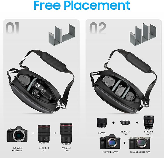 FINTIE Camera Sling Bag for DSLR/SLR/Mirrorless, Waterproof Crossbody Camera