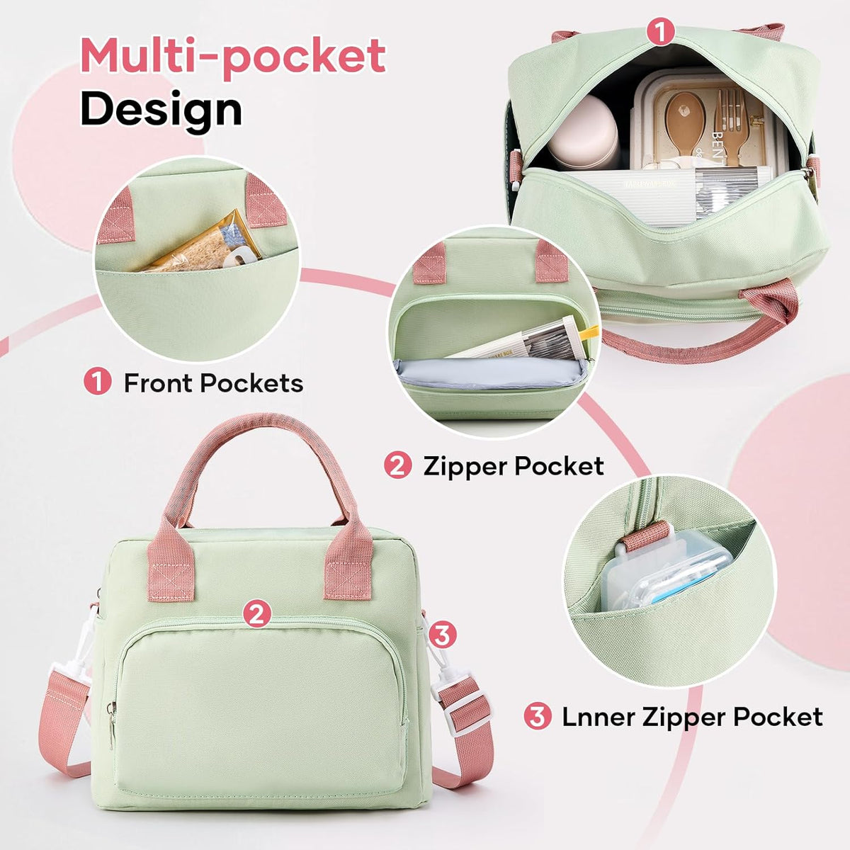 Skiennix Cute Lunch Bag - Corduroy Insulated Tote for Women | Reusable Cooler for Work & Travel