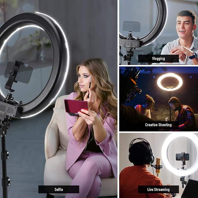 NEEWER 18" Ring Light, 58W 5500lx 5600K Dimmable CRI95 240 LEDs, Lighting