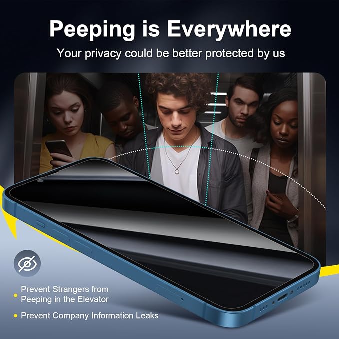 NEW'C 3x Privacy for iPhone 13 Screen Protector+ 3x Camera Lens Protector