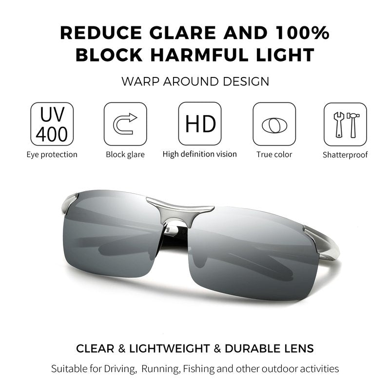 SUNGAIT Men's HD Polarized Sunglasses for Driving Fishing Cycling Running Metal Frame UV400 SGT177-YSY