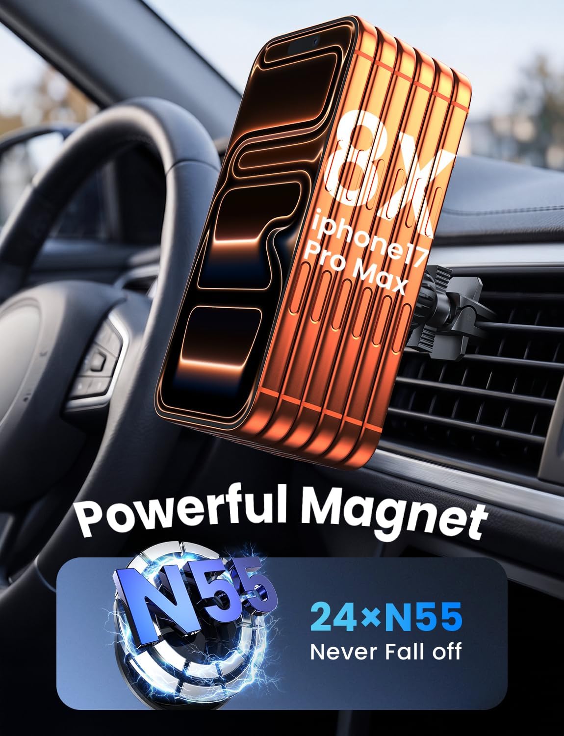 LOXP MagSafe Car Mount, Magnetic Car Vent Phone Holder, 24 Strong Magnet