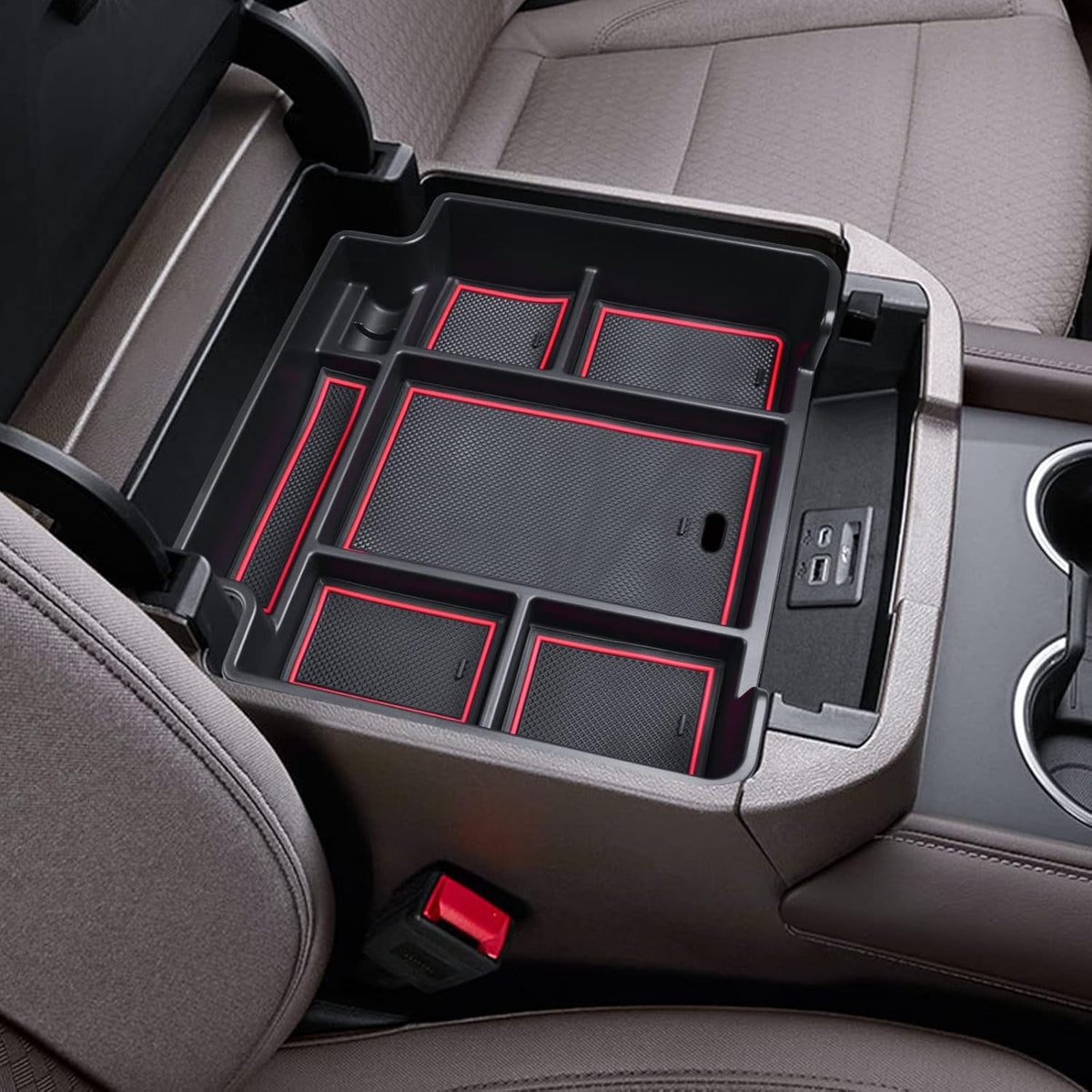 Full Center Console Organizer Tray for 2021-2026 Chevy Tahoe/Suburban, Red