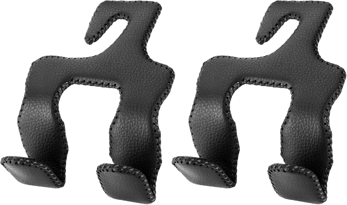 Car Hooks for Purses and Bags,Car Purse Holder Upgraded 2 in 1 Durable Hanger Leather Headrest Hook Car Back Seat Organizer Storage for Purse Car Interior Accessories,2-Pack,Black