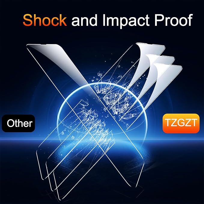 TZGZT 3 Pack Screen Protectors for iPhone 13, 9H Tempered Glass, Military Grade
