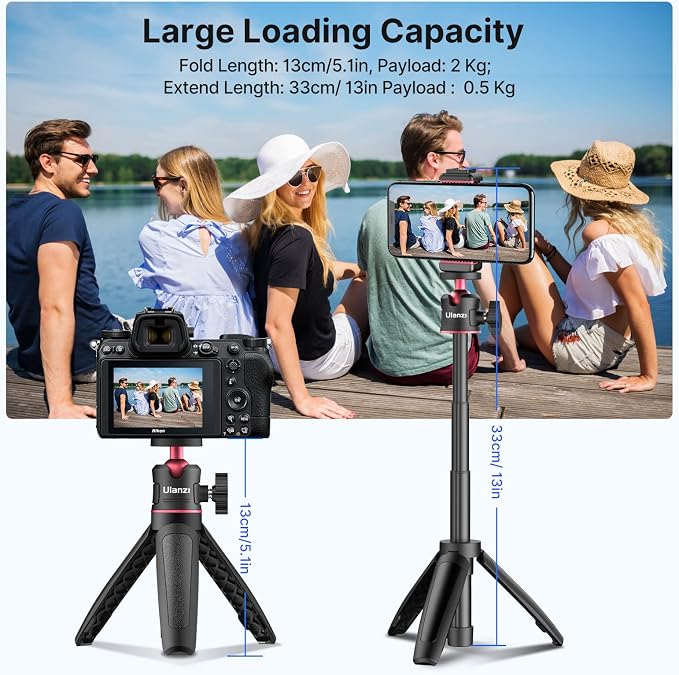 ULANZI MT-08 Extension Pole Tripod, Mini Selfie Stick Stand Handle Grip
