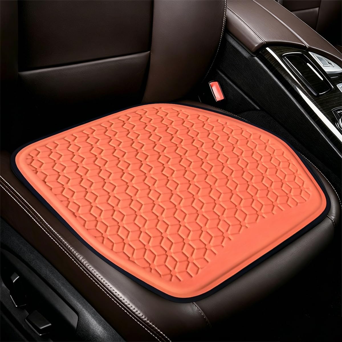 Zpana Gel Car Seat Cushion, Non-Slip & Comfortable Automotive Chair Protector Pad for Driving, Breathable Vehicle Interior Mat Cover Accessories, Universal Fit (Orange)