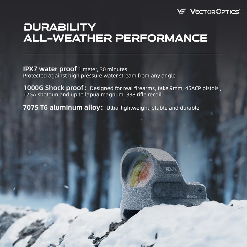 Vector Optics Frenzy 1x19x28 Illuminated 3 MOA Red Dot, Reflex Sight for Pistol, Low Profile, Motion Awake, Side Battery, IPX7, 7075 T6 Aluminum, SCRD-66