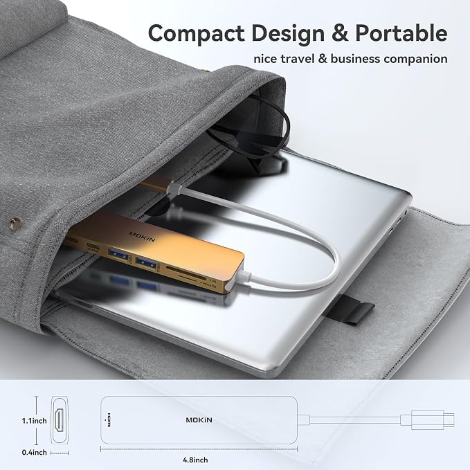 USB C Hub HDMI Adapter for MacBook Pro/Air, MOKiN 7 in 1 USB C Dongle