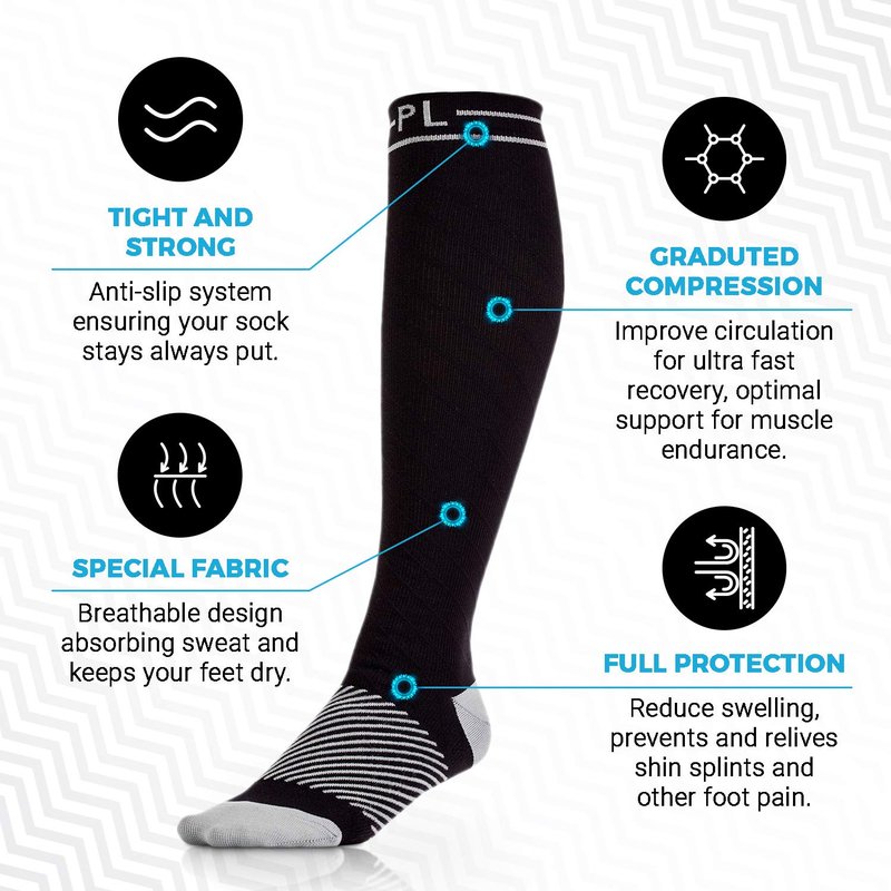 POWERLIX Compression Socks for Women & Men (Pair) for Neuropathy Swelling Pain Relief 20-30 mmHg Medical Knee-high Stockings