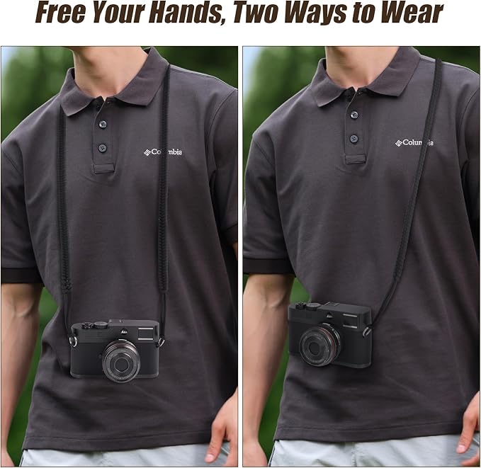 ARVOK 2 Pack Camera Strap with Camera Wrist Strap, 110cm Climbing Rope Camera