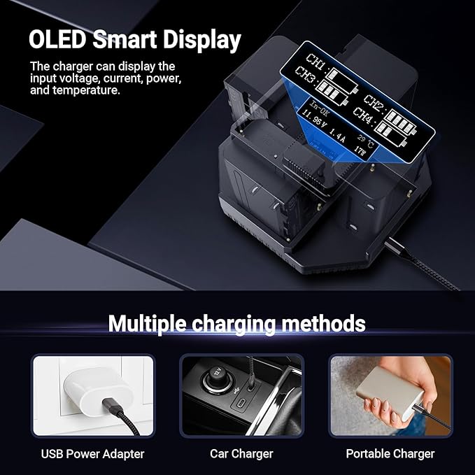 NEEWER 4 Channel NPF Battery Charger