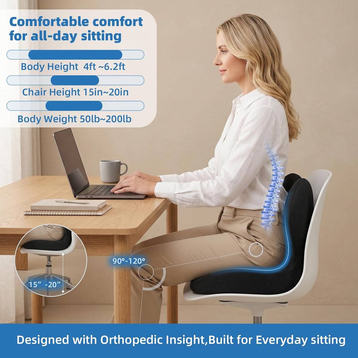 Seat Cushion with Lumbar Support Pillow,Ergonomic Chiar Cushion