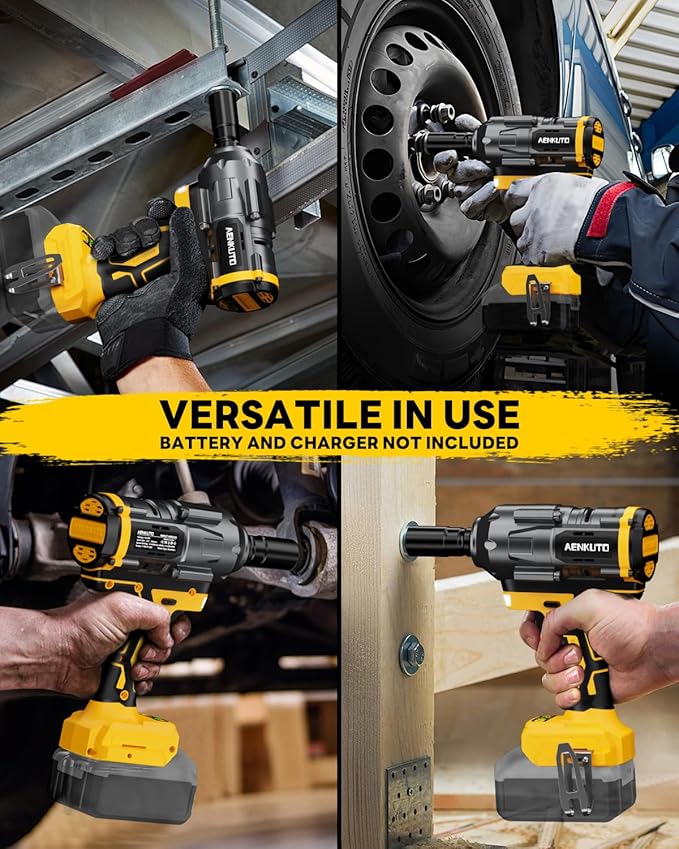Cordless Impact Wrench for DeWALT 20V MAX Battery,1500Nm (1106 Ft-Lbs) 1/2" Brushless Impact Gun, LED Work Light, 3-Speed High Torque Power Tool for Tire Removal, Rusted Bolts (No Battery)