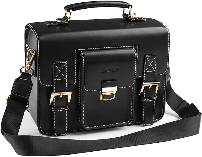 Cwatcun Leather Camera Bag Compact Shoulder Bag