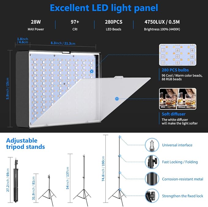NEEWER 2 Pack RGB Video Light